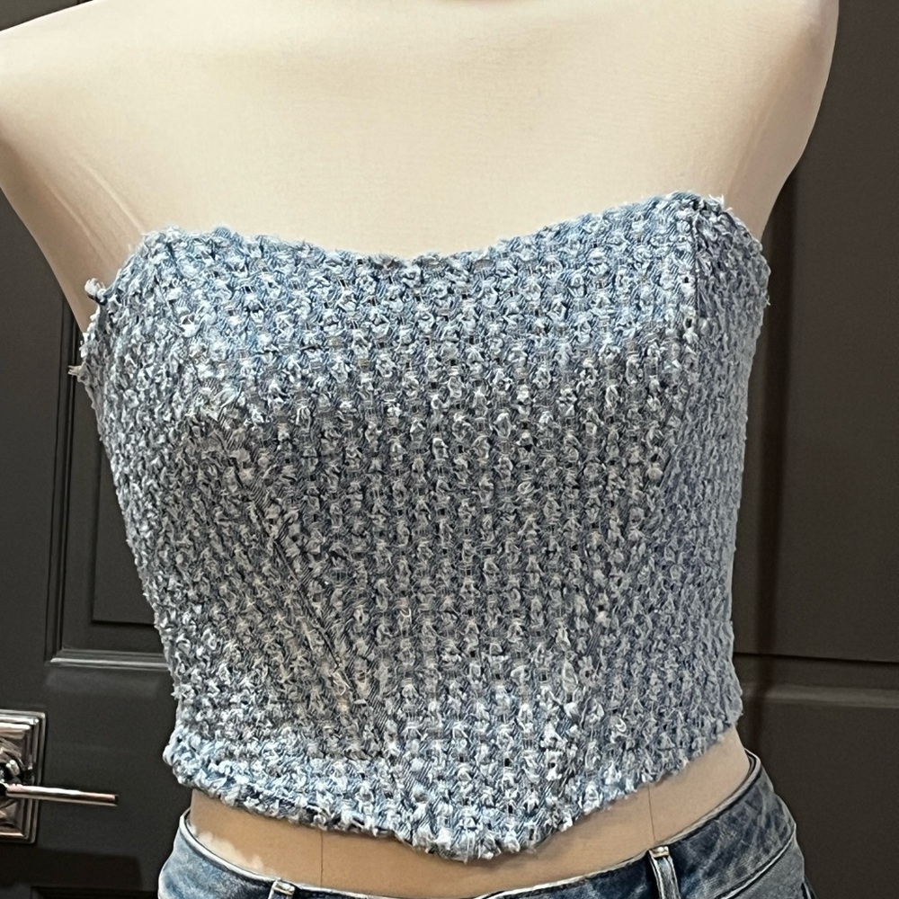 Textured Denim Bustier//Corset Top